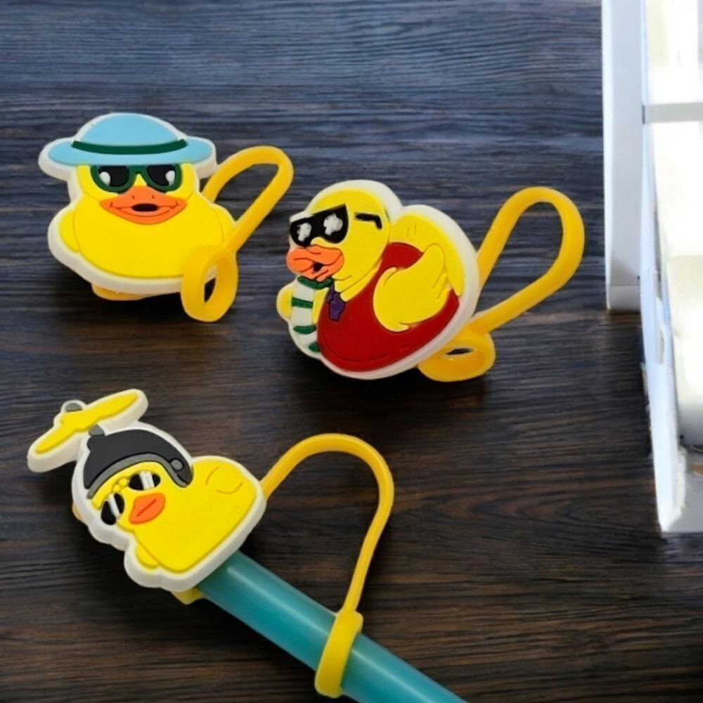 Rubber Duck Straw Topper NWT Stanley Yeti 3pc Silicone Reusable Yellow Ducky Set